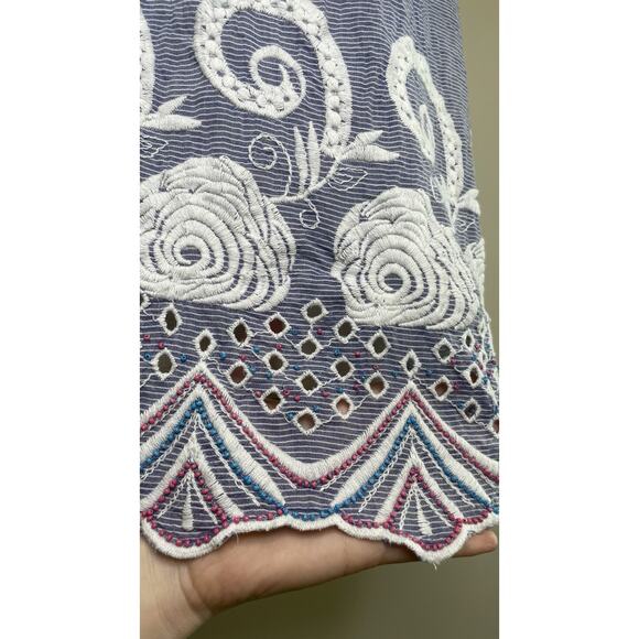 Talbots Large Petite Lp Beaded Sleeveless July 4th Embellished Floral Beach Blue - Picture 4 of 13